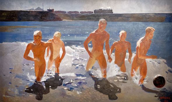 Александр Дейнека. Мальчики, выбегающие из воды, 1930-35 гг. Источник: Pinterest