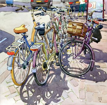 Велосипеды 29х29 бумага, акварель 2016 г.